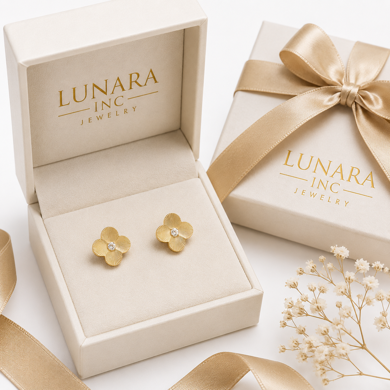 Lunara Clover Radiance Stud Earrings