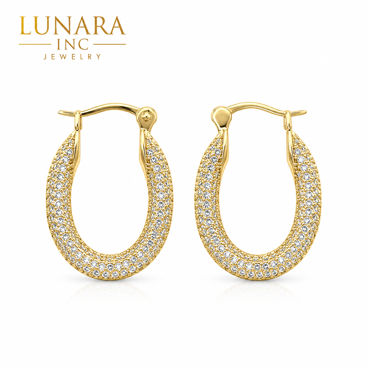 Lunara Luxe Pavé Oval Hoop Earrings
