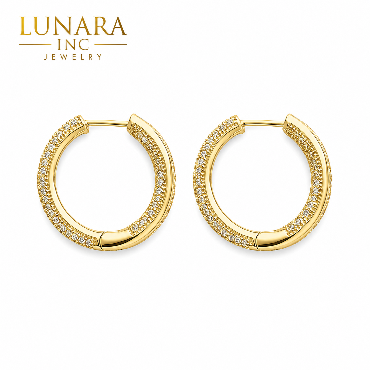 Lunara Classic Pavé Mini Hoop Earrings