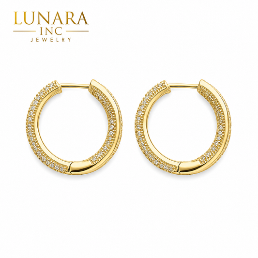 Lunara Classic Pavé Mini Hoop Earrings