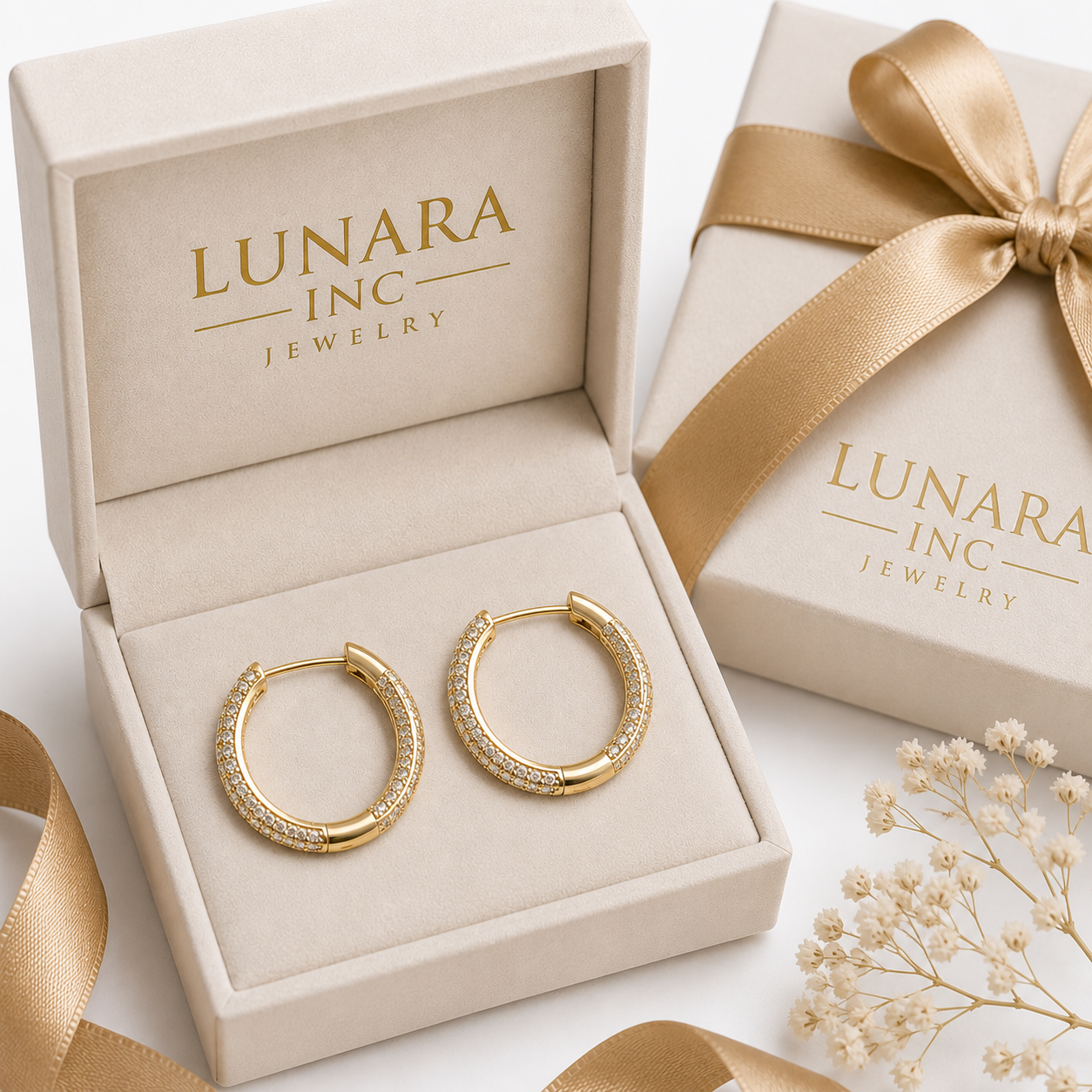 Lunara Classic Pavé Mini Hoop Earrings