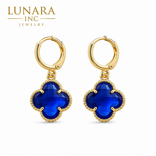 Lunara Sapphire Clover Huggie Earrings