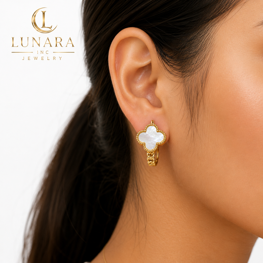 Clover Chain Hoop Earrings