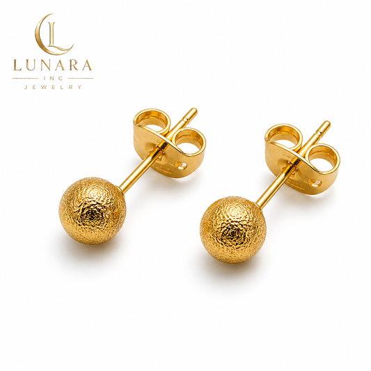 Luna Frosted Ball Stud Earrings