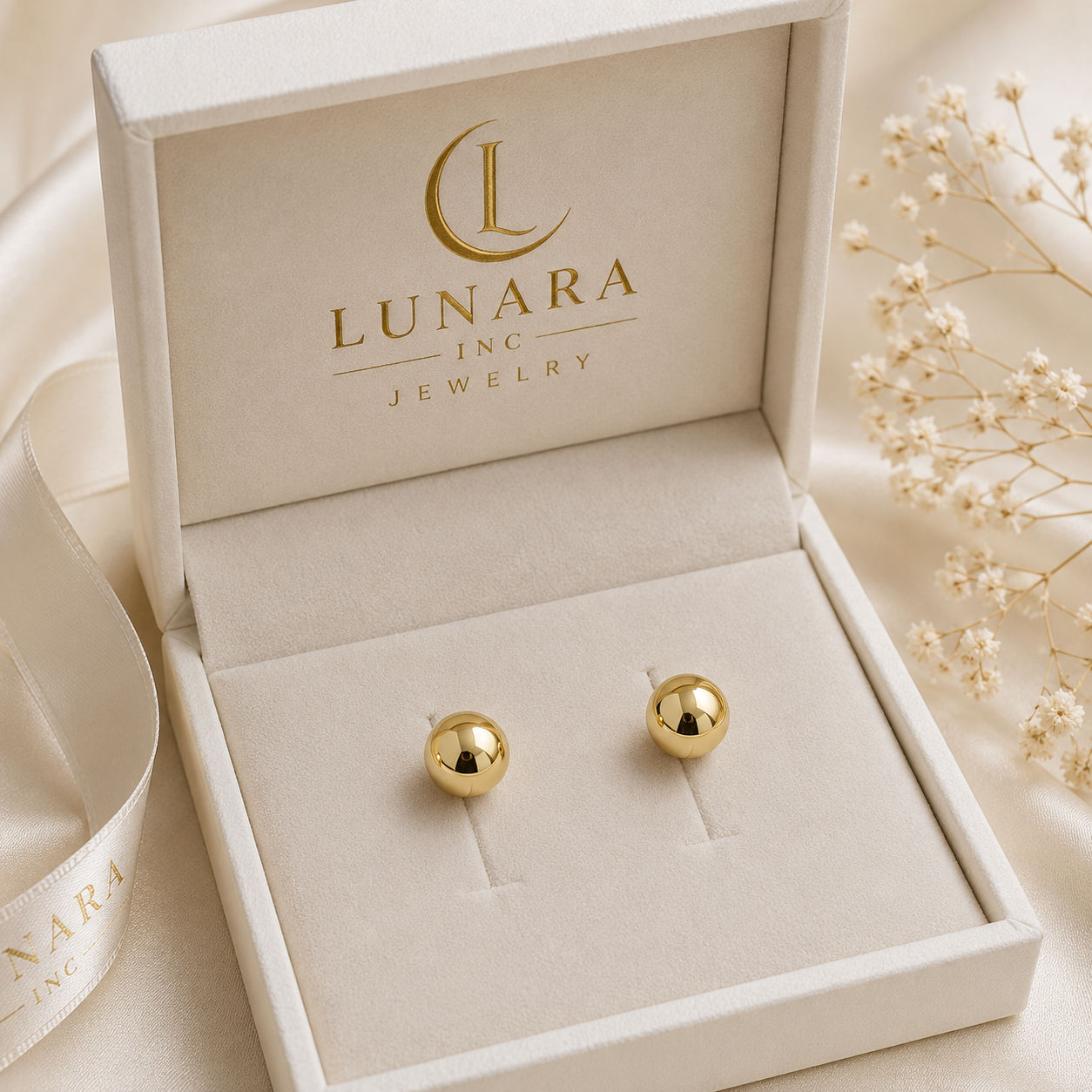 Polished Half Ball Balinese Stud Earrings