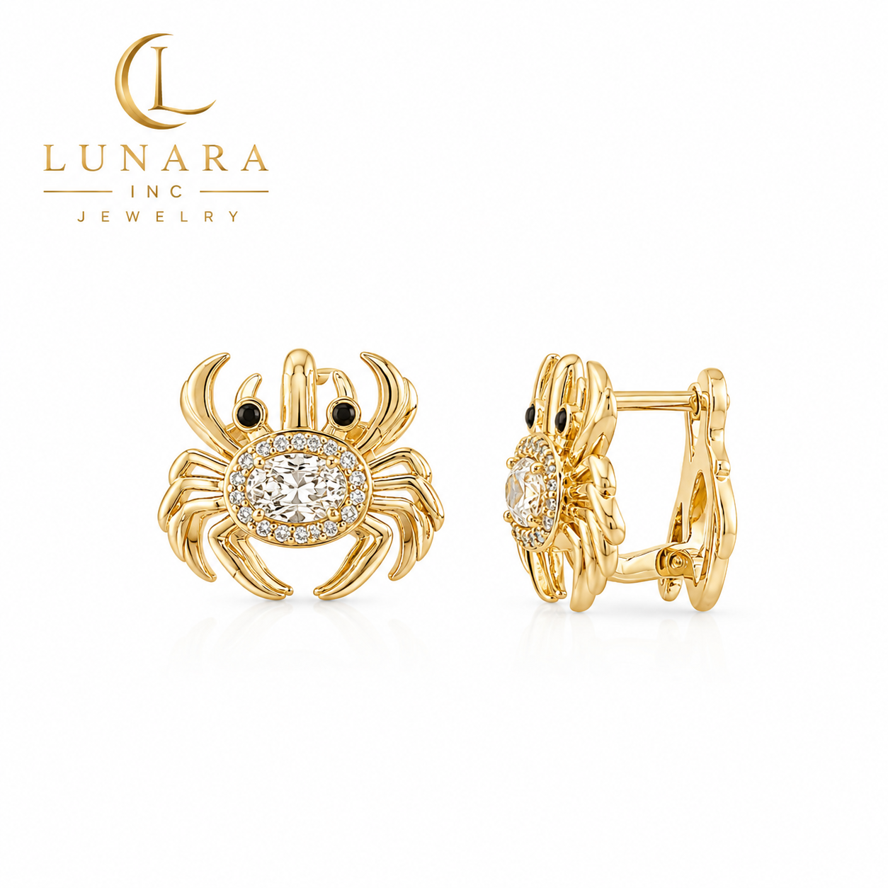 Crystal Crab Huggie Earrings