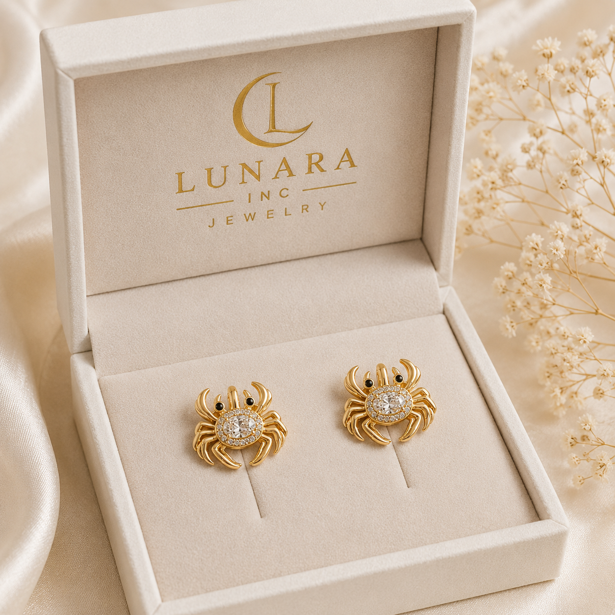 Crystal Crab Huggie Earrings