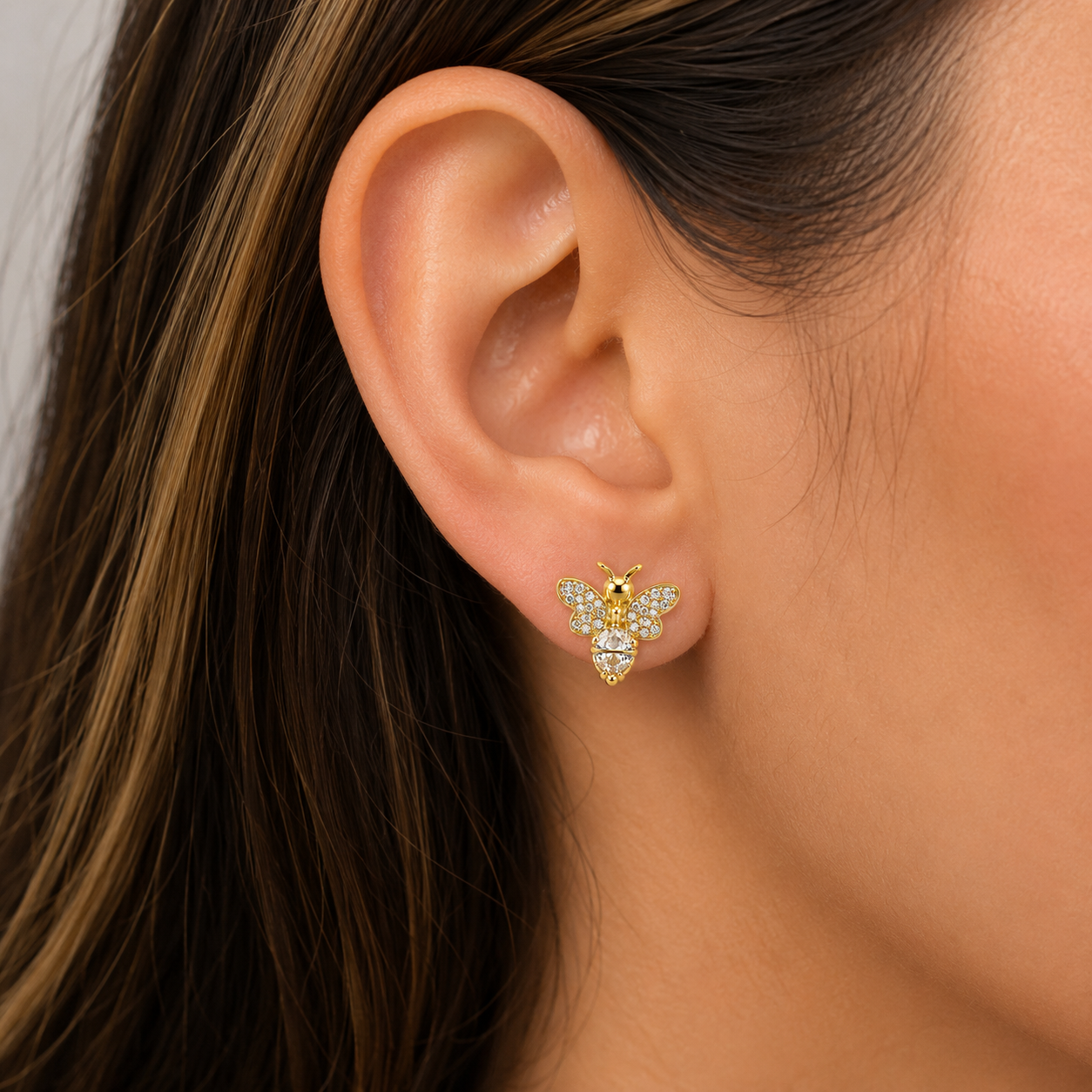 Crystal Bee Stud Earrings