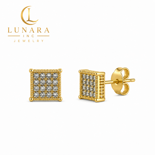 Royal Pave Square Stud Earrings