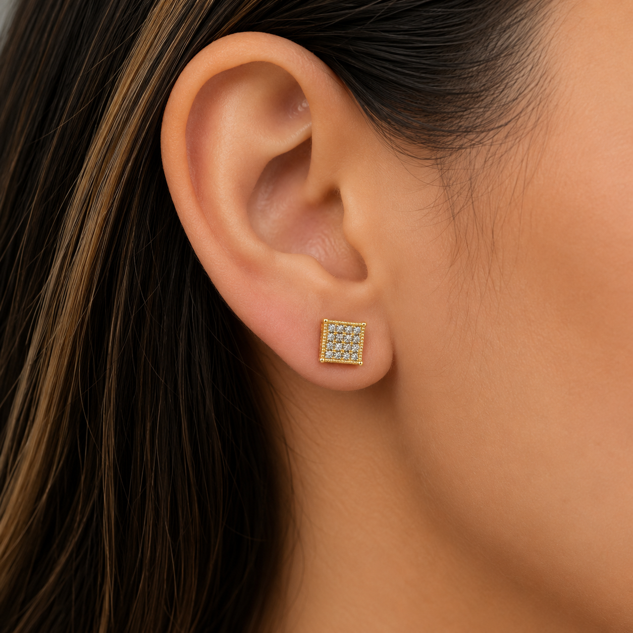 Royal Pave Square Stud Earrings