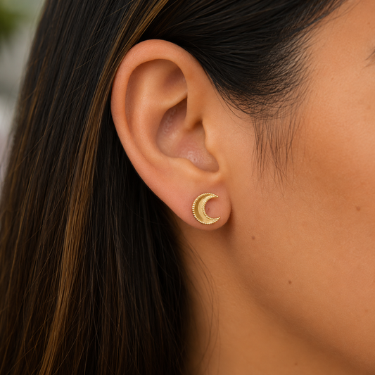 Luna Crescent Stud Earrings