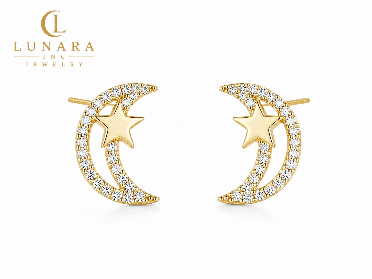 Celestial Star & Moon Stud Earrings
