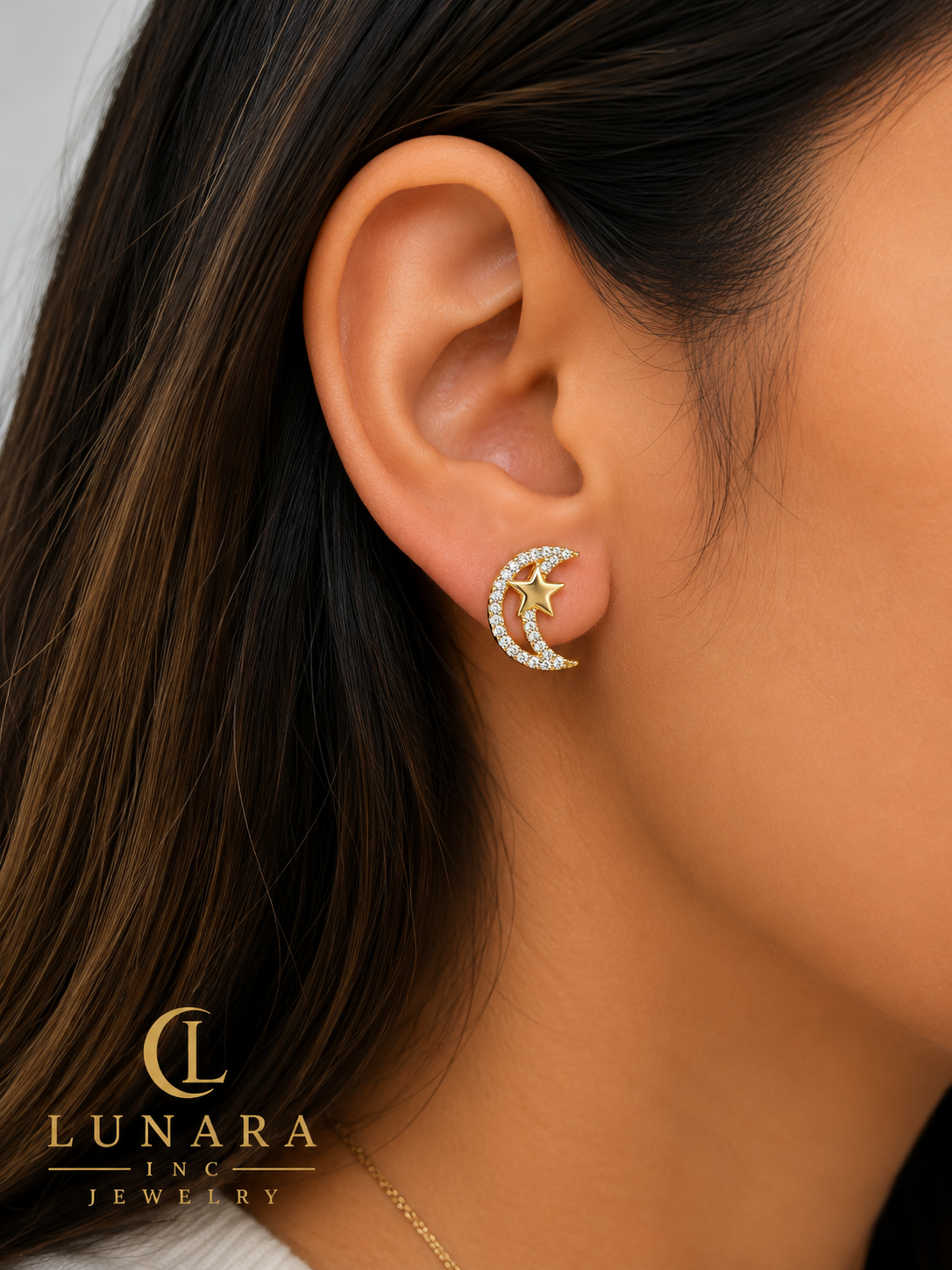 Celestial Star & Moon Stud Earrings