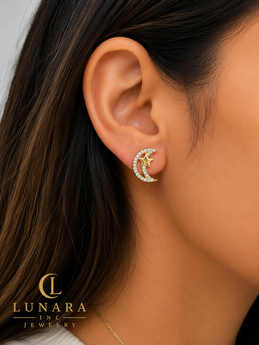 Celestial Star & Moon Stud Earrings