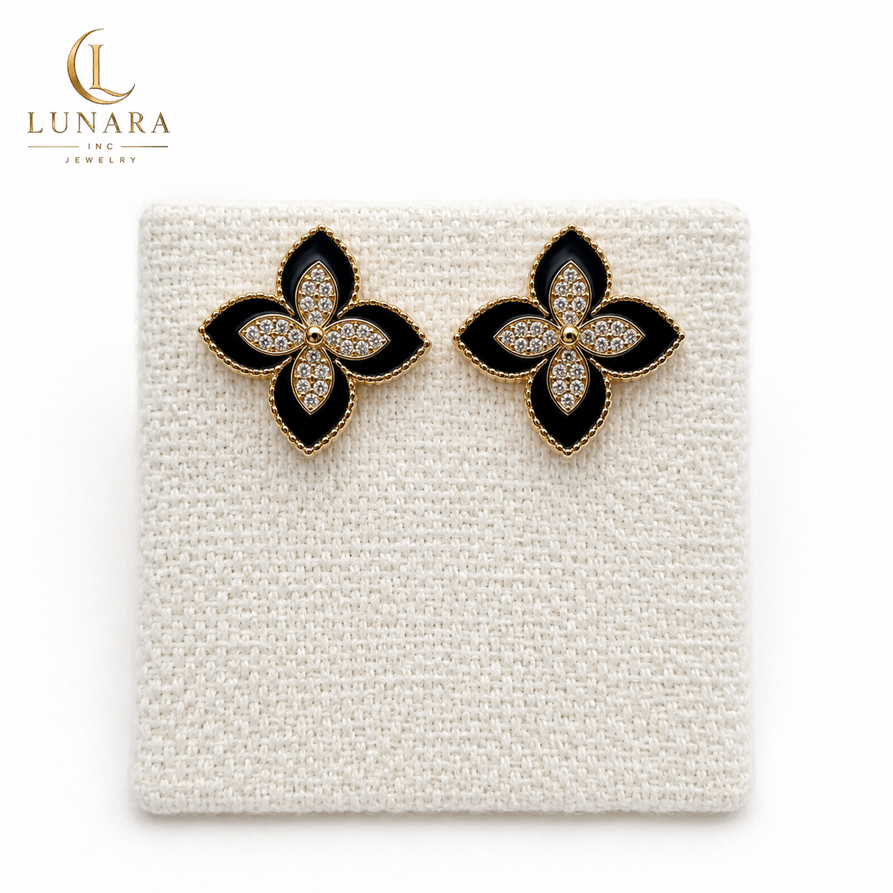 White Floral Enamel Stud Earrings