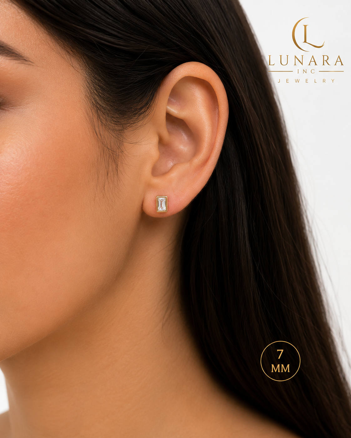 Clear Emerald-Cut Stud Earrings