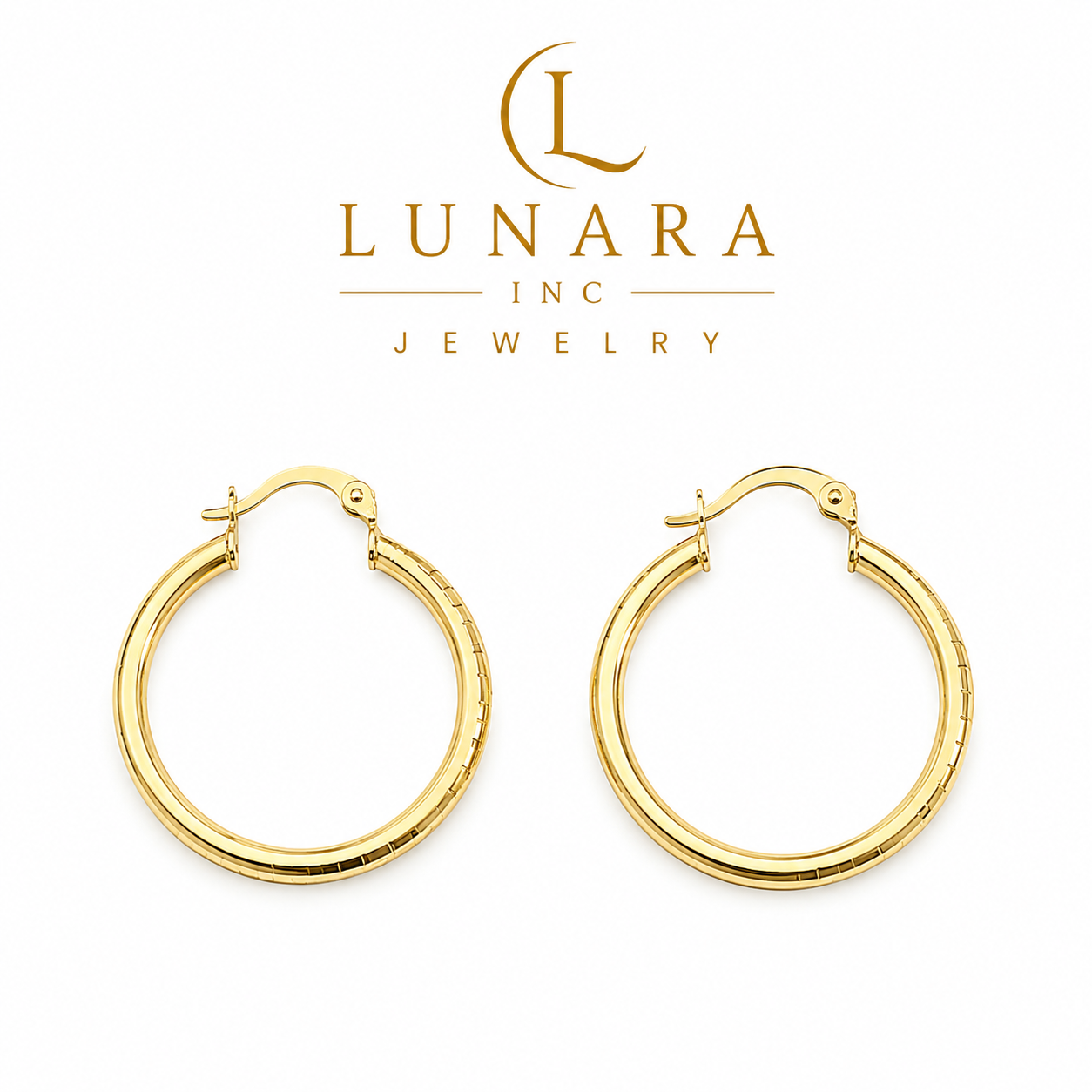Classic Gold Hoop Earrings | Textured Finish