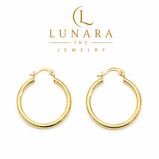 Classic Gold Hoop Earrings | Textured Finish