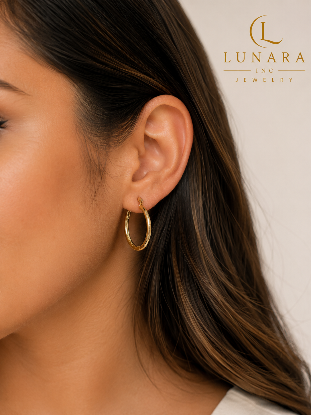 Classic Gold Hoop Earrings | Textured Finish