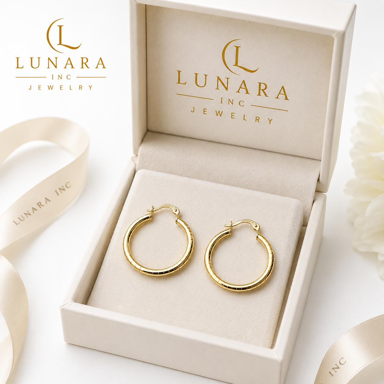 Classic Gold Hoop Earrings | Textured Finish