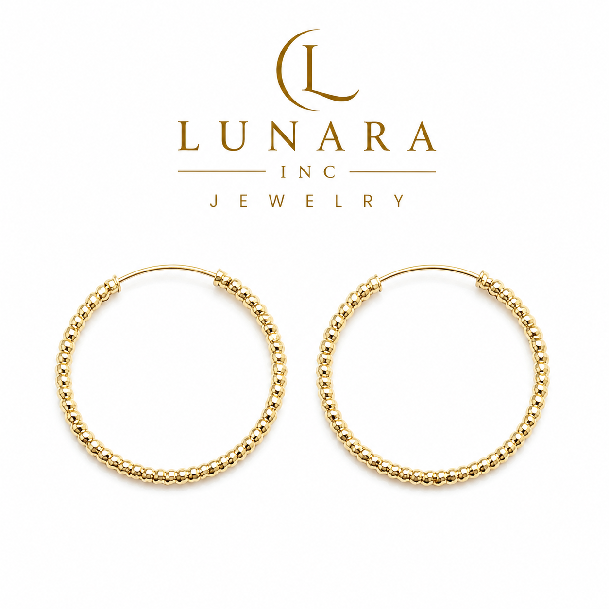 Beaded Gold Hoop Earrings | Classic Textured Hoops