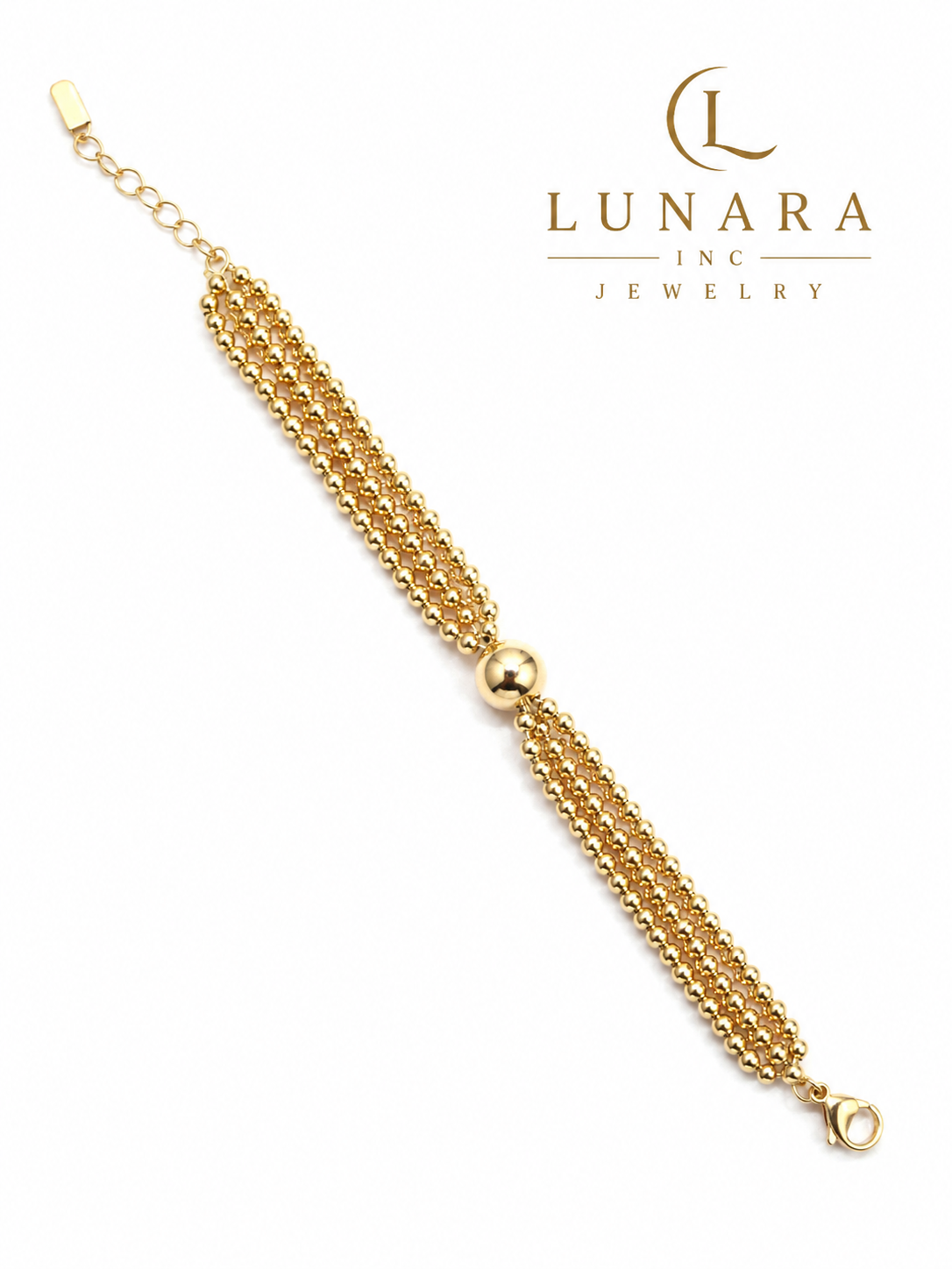 Multi-Strand Beaded Gold Bracelet
