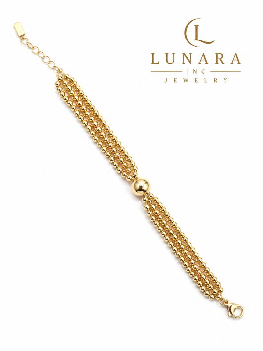 Multi-Strand Beaded Gold Bracelet