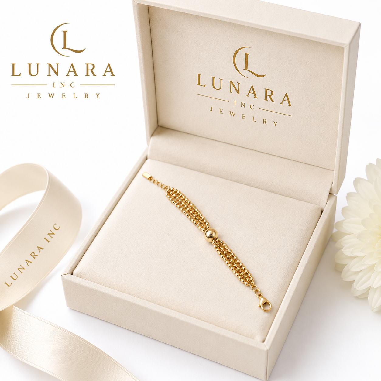 Multi-Strand Beaded Gold Bracelet
