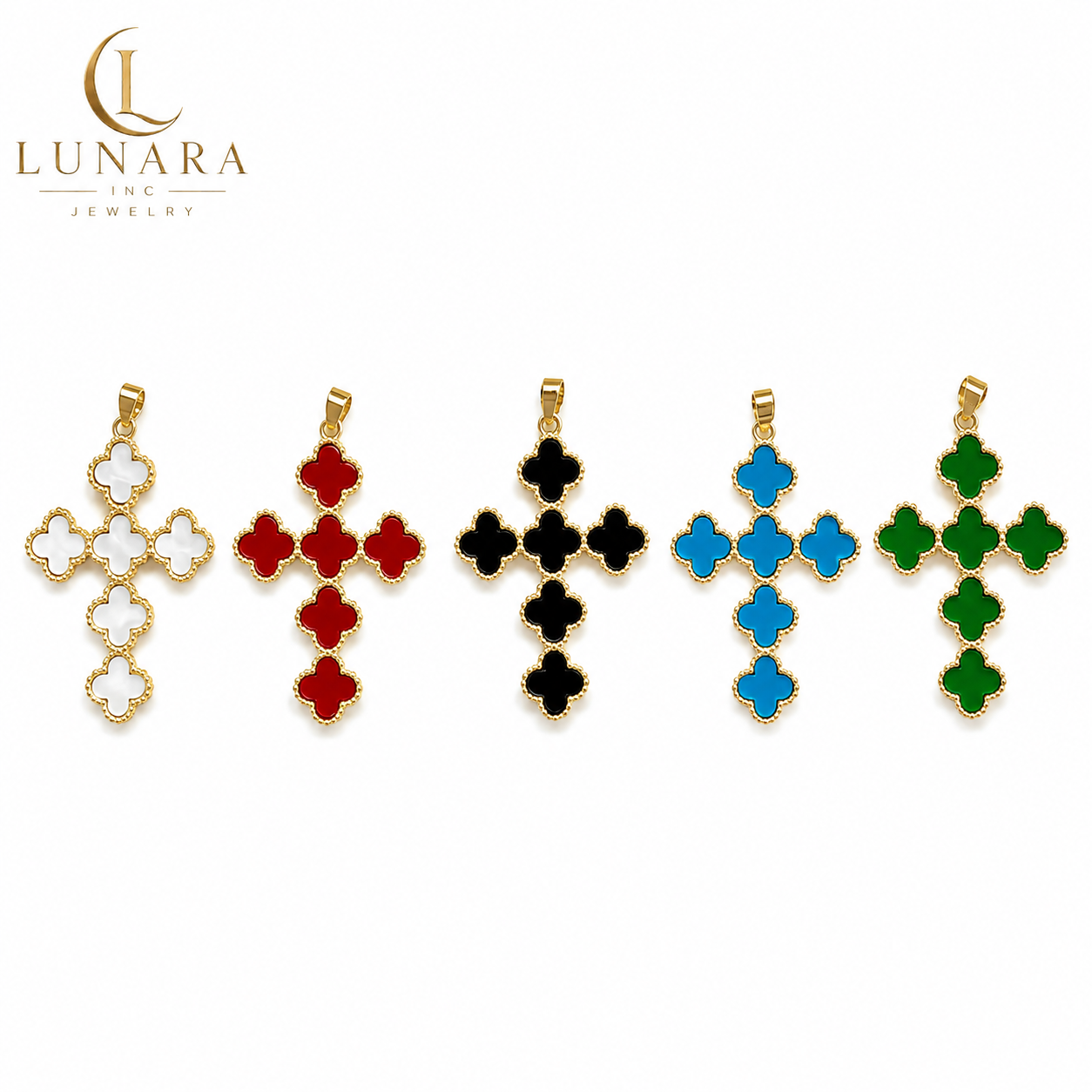 Clover Cross Pendant Necklace Charm
