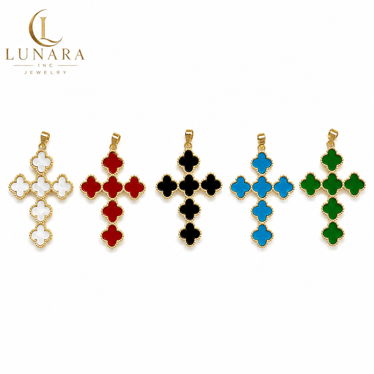Clover Cross Pendant Necklace Charm