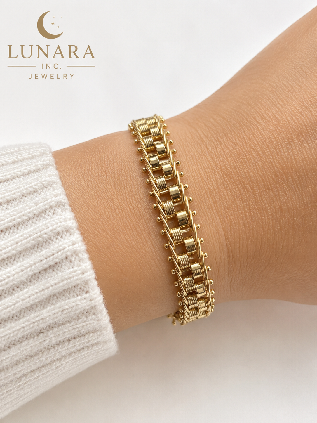 Brazilian Gold Filled 10mm Bracelet | Elegant Statement Chain Bracelet for Women