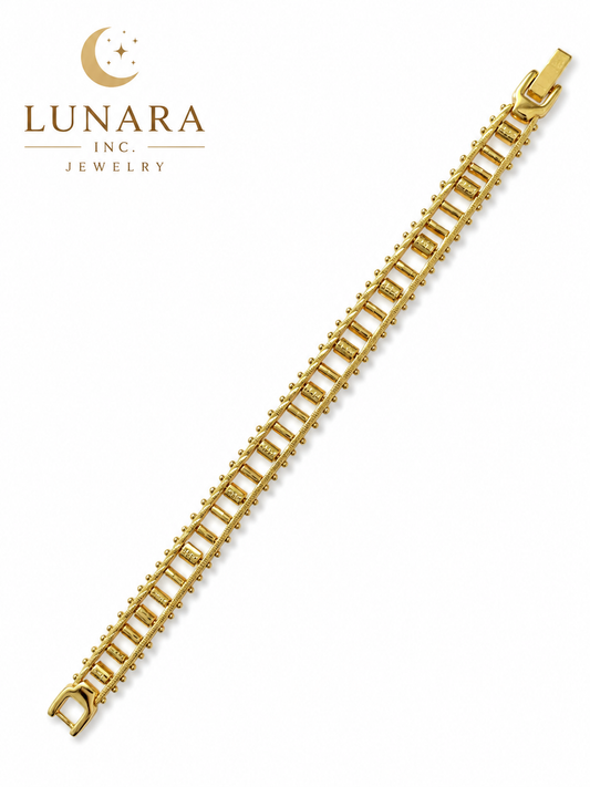 Brazilian Gold Filled CZ Bracelet 10mm | Elegant Statement Bracelet for Women