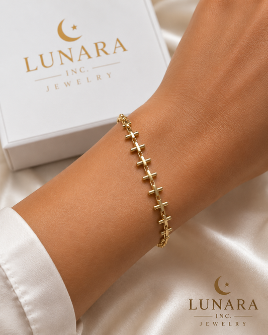 Brazilian Gold Filled Geometric Link Bracelet | Minimalist Adjustable Bracelet for Women