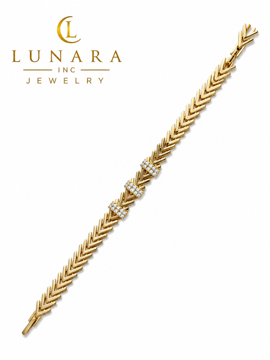Lunara Chevron Crystal Bracelet – Gold Geometric Link Bracelet
