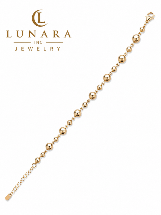 Lunara Gold Beaded Bracelet – 8 mm & 4 mm Ball Bracelet