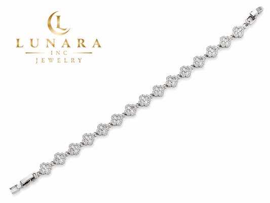 Lunara Crystal Flower Bracelet – Silver Tone