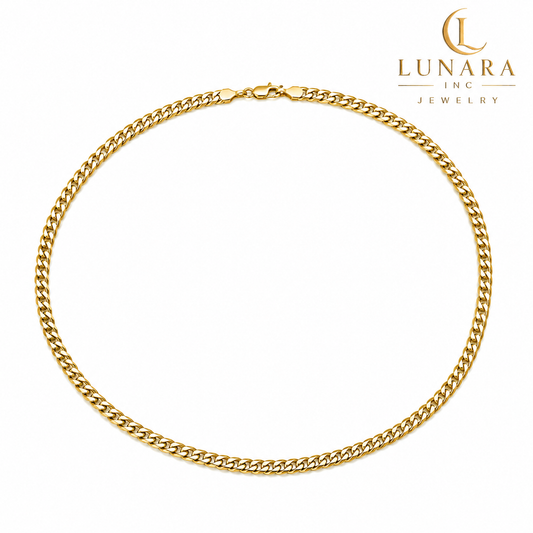 5mm Gold Cuban Link Chain Necklace – Classic Unisex Chain – Stylish Everyday Jewelry