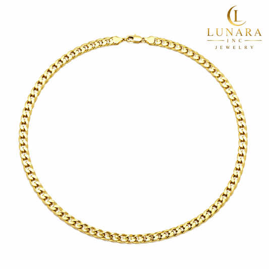 5mm Gold Cuban Link Chain Necklace 18 Inches – Classic Unisex Jewelry