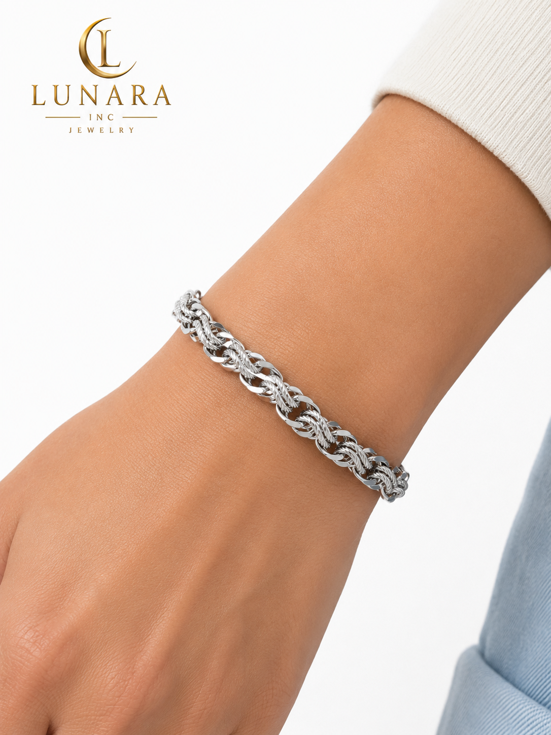 Silver Byzantine Link Bracelet – Stainless Steel