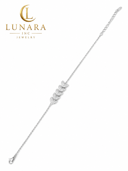Silver Leaf Crystal Bracelet