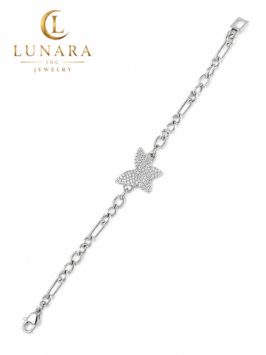 Silver Butterfly Crystal Bracelet