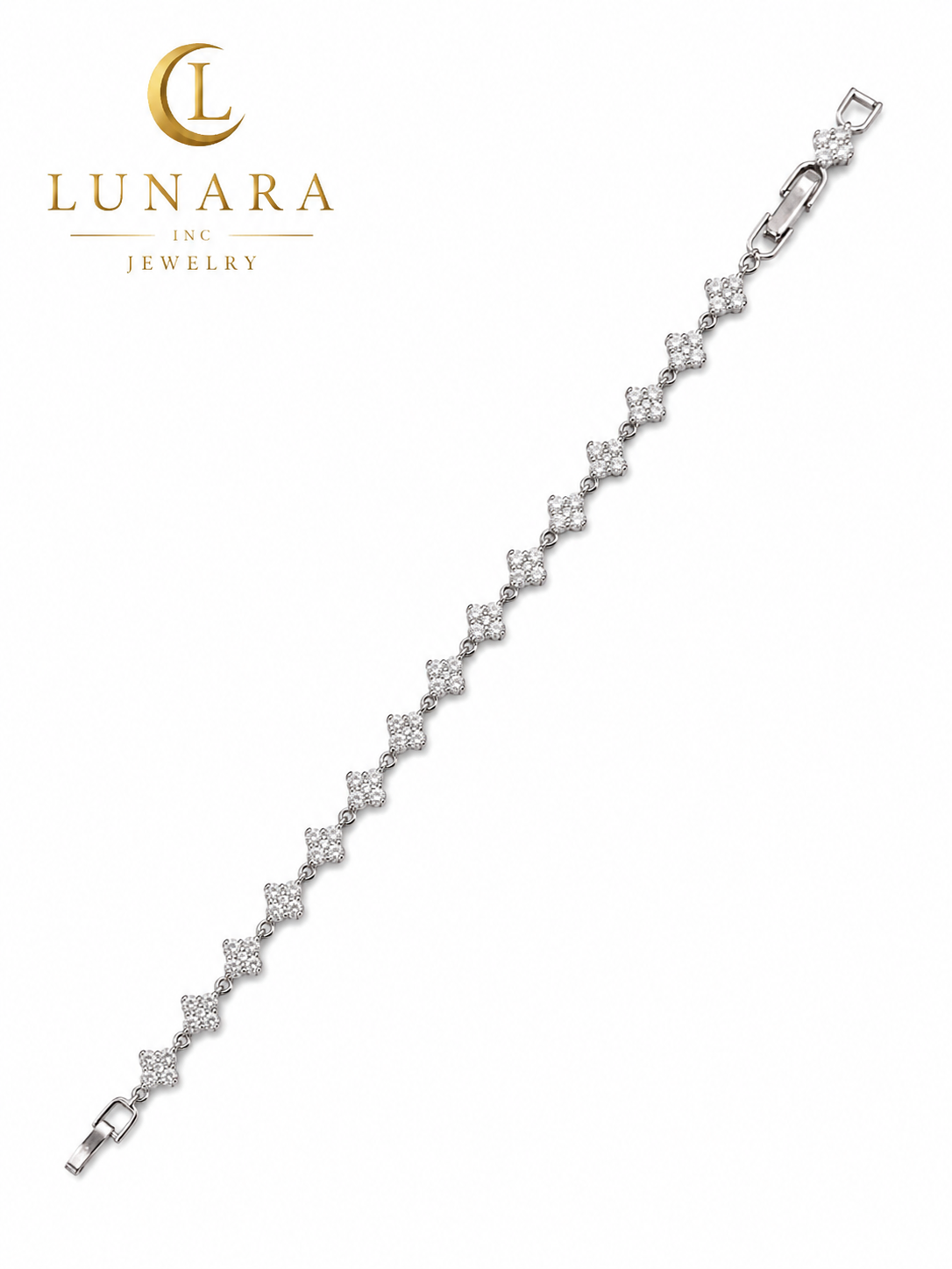 Silver Floral Crystal Bracelet