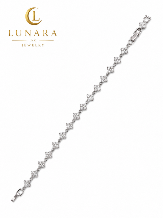 Silver Floral Crystal Bracelet