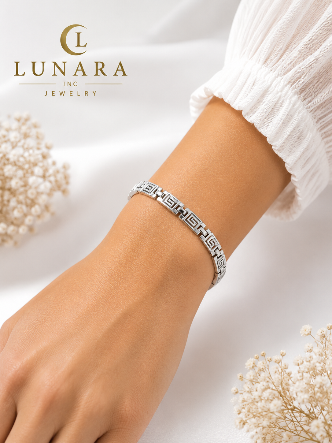 Silver Greek Key Bracelet