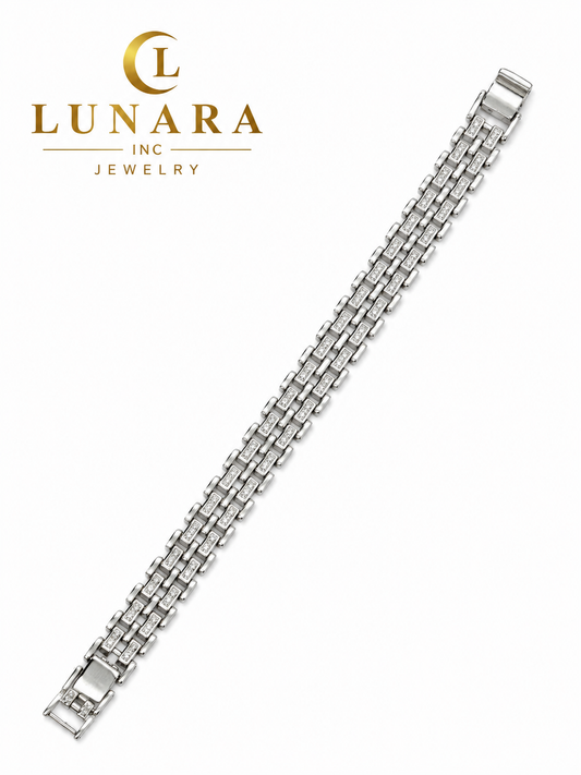 Silver Multi-Link Crystal Bracelet