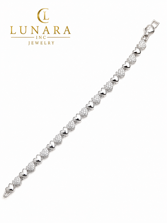 Silver Heart Link Bracelet