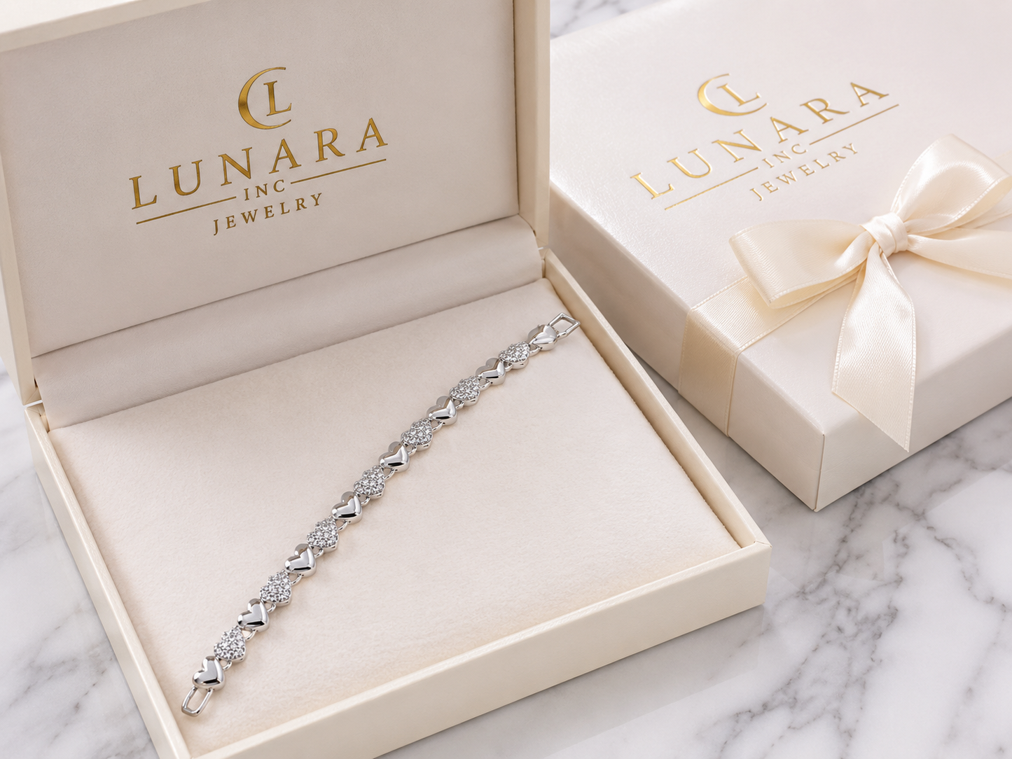 Silver Heart Link Bracelet
