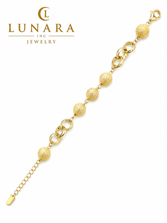 Gold Stardust Bead & Oval Link Bracelet