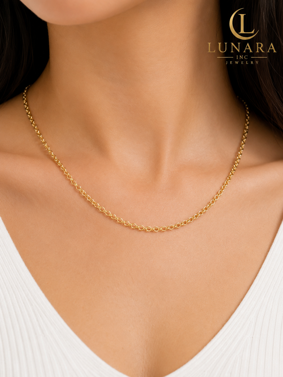 14K Gold Rolo Chain Necklace – Minimalist Everyday Necklace