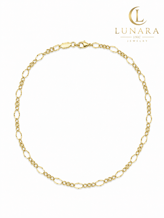 14K Gold Figaro Chain Necklace – Classic Italian Style for Women